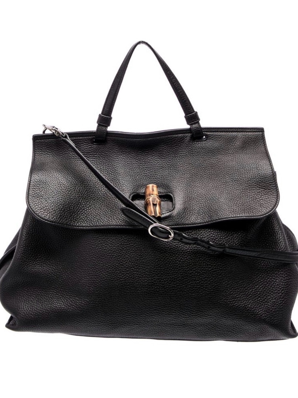 Gucci Bamboo Leather Daily Top-Handle Tote with Bamboo Accent
